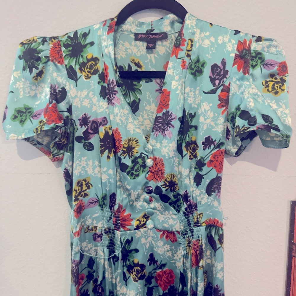 Betsey Johnson silk cup of coffee / 40s frock dress